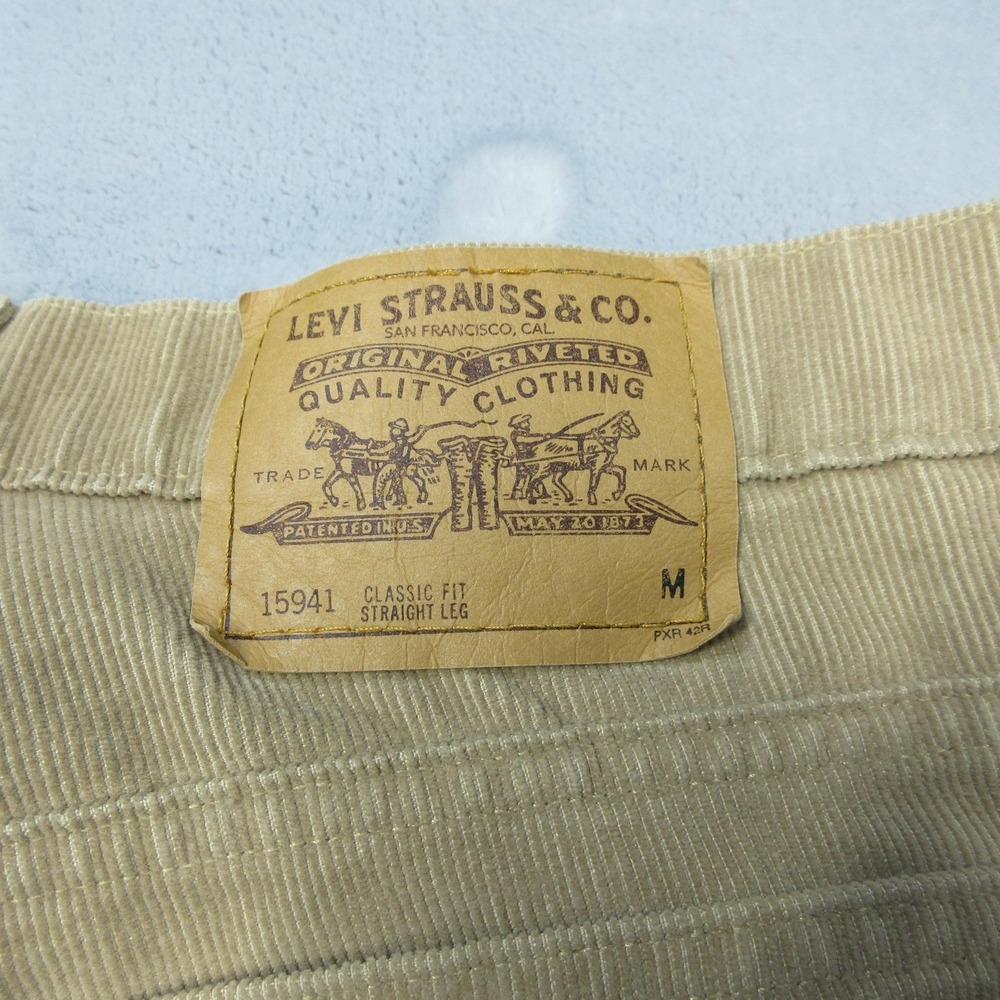 Vintage Levi's Corduroy Pants Womens 12 Khaki Straight Leg 941 Made USA 90s - Picture 9 of 16